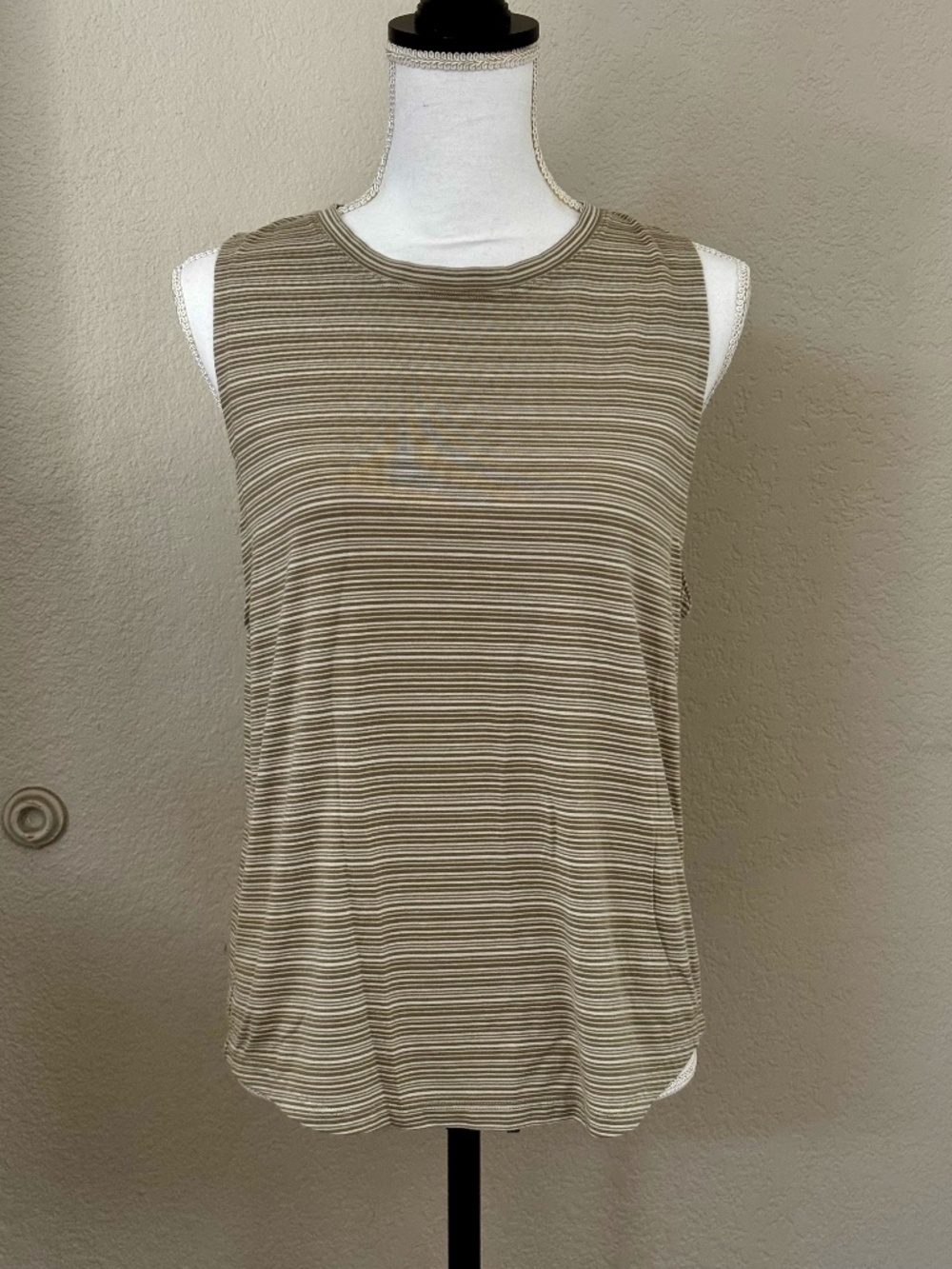 Athleta Tank Top, Olive Stripe, M